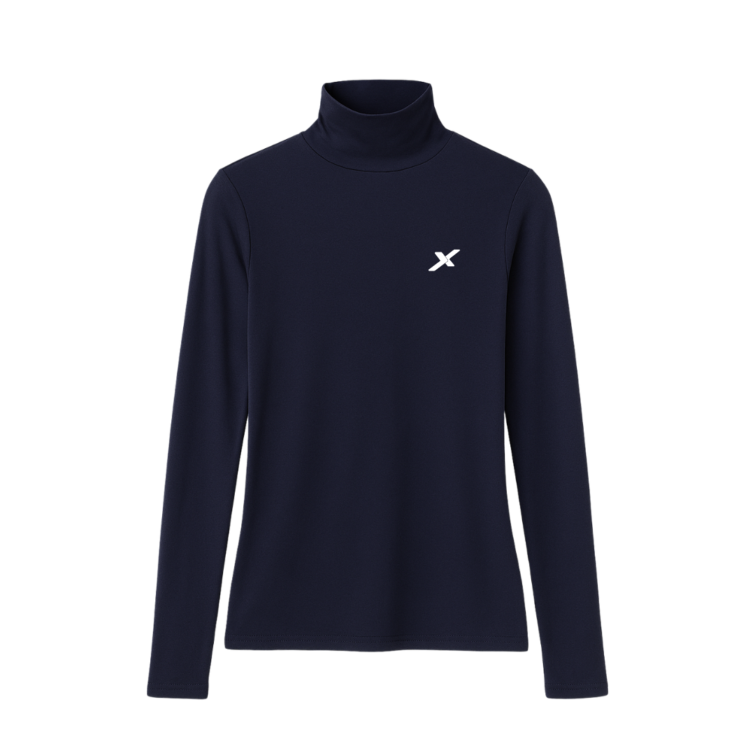 Camiseta Manga Longa Gola Alta - Azul Marinho