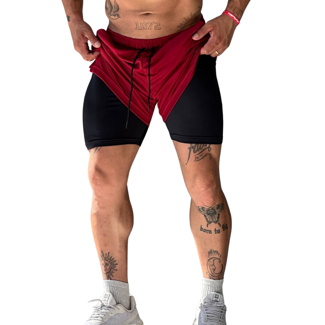 SHORTS DRY-FIT 2 EM 1 DE COMPRESSÃO NEXT - VERMELHO