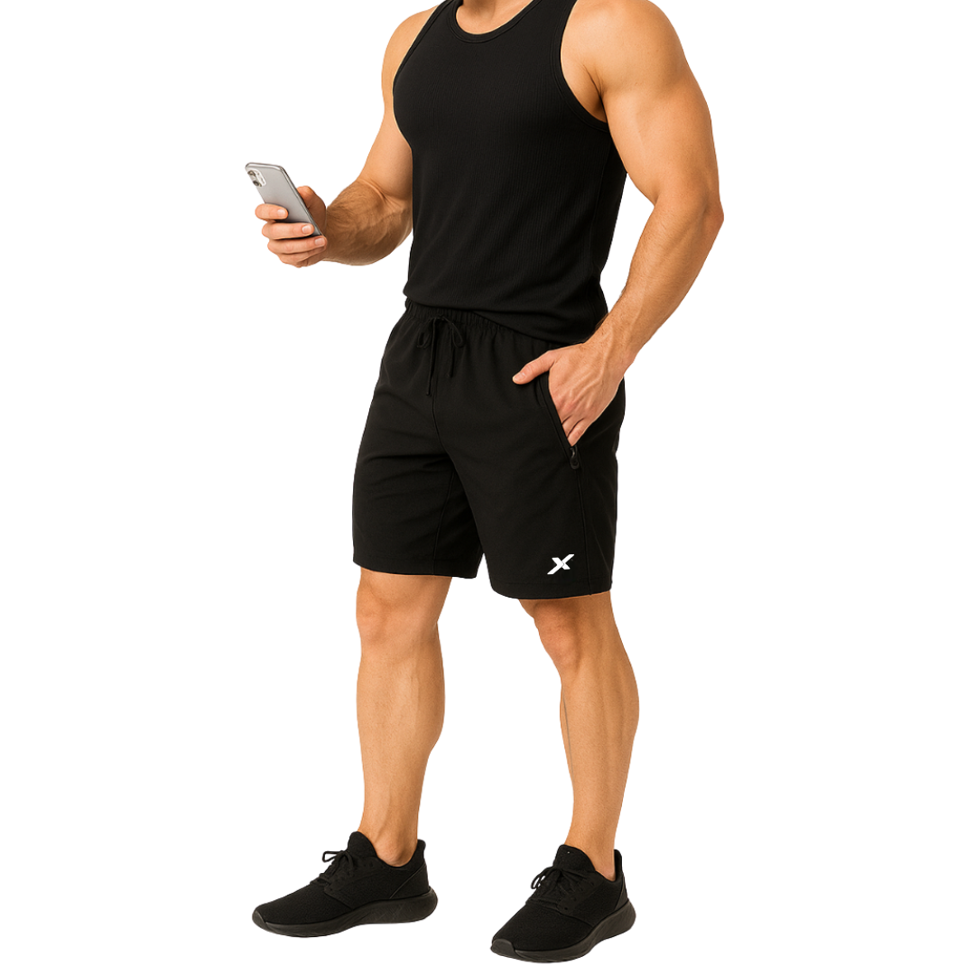 Bermuda Tactel Elastano Ziper - Preto