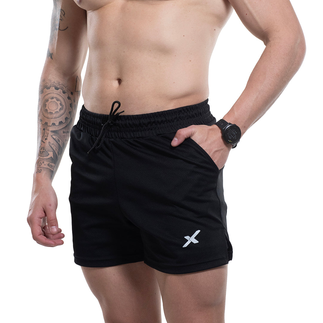 KIT 3 CAMISETAS DRY FIT + 3 SHORTS 2 EM 1 DE COMPRESSÃO - ALL BLACK