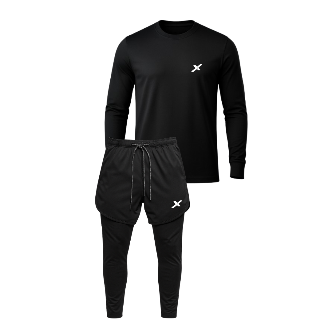 1 CAMISETA MANGA LONGA UV DE COMPRESSÃO + 1 CALÇA 2 EM 1 DE COMPRESSÃO