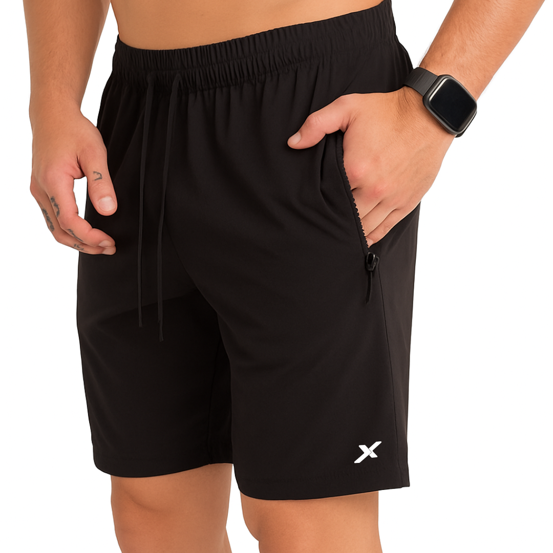 Bermuda Tactel Elastano Ziper - Preto