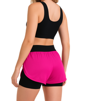 Shorts Feminino 2 em 1 Dryfit Com Dupla Compressão - Rosa