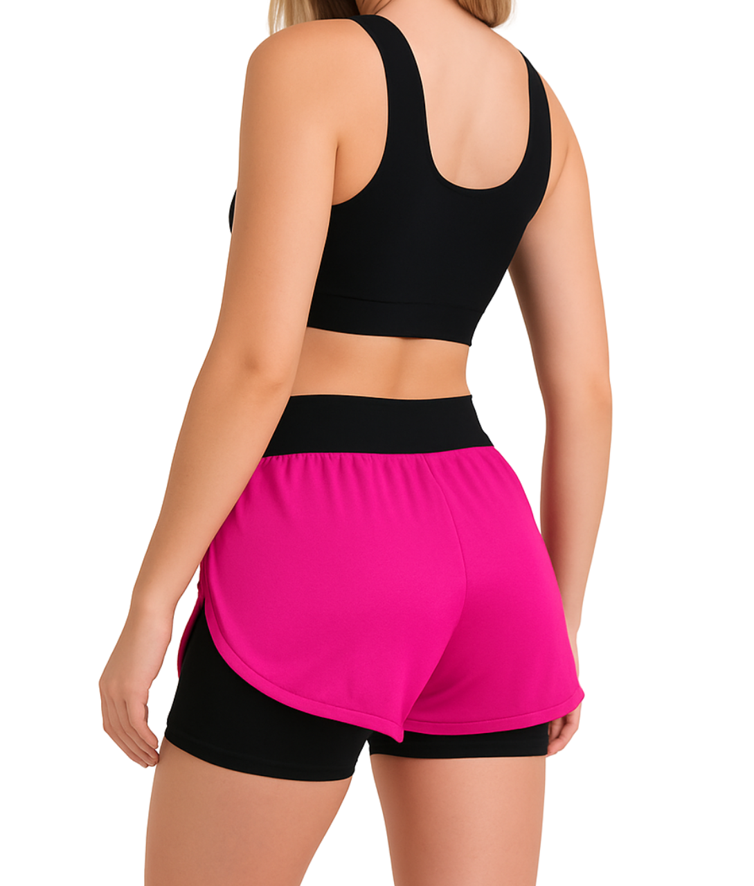 Shorts Feminino 2 em 1 Dryfit Com Dupla Compressão - Rosa