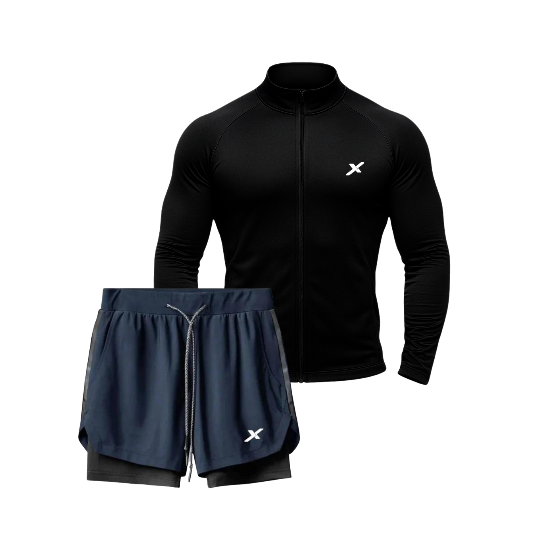 LANÇAMENTO - KIT 1 JAQUETA DE COMPRESSÃO + 1 SHORTS 2 EM 1 DE COMPRESSÃO