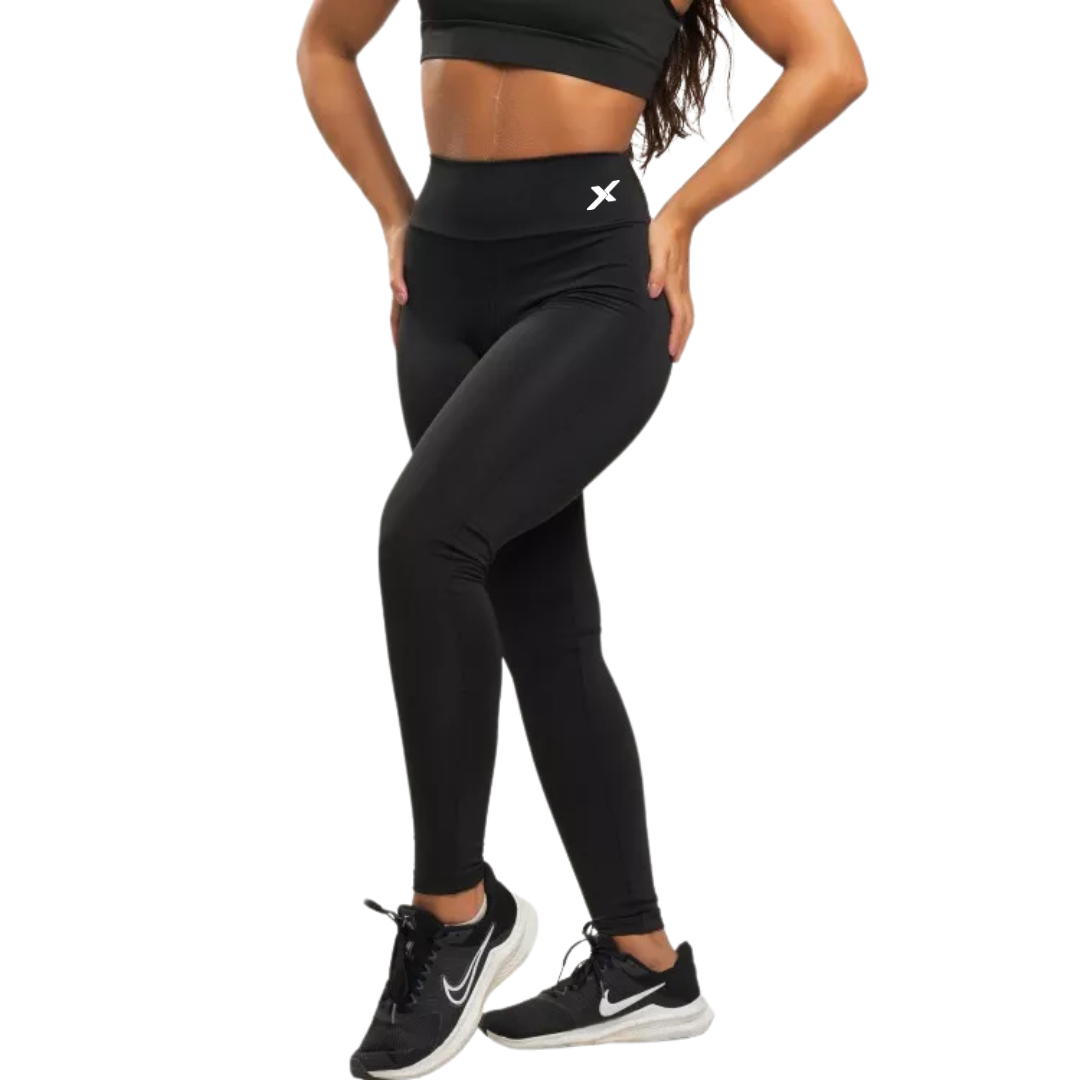 Calça Legging Preta Poliester com Bolso Lateral