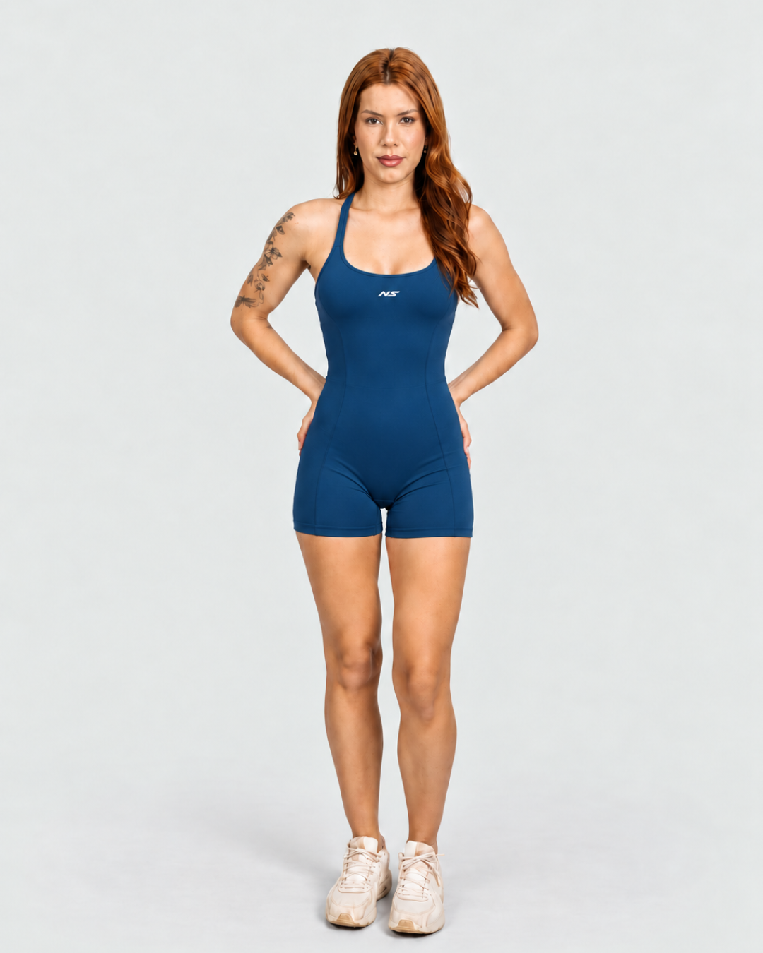 Macacão Fitness Feminino Frente Única Azul