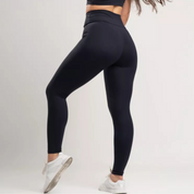 Calça Legging Preta Poliester com Bolso Lateral