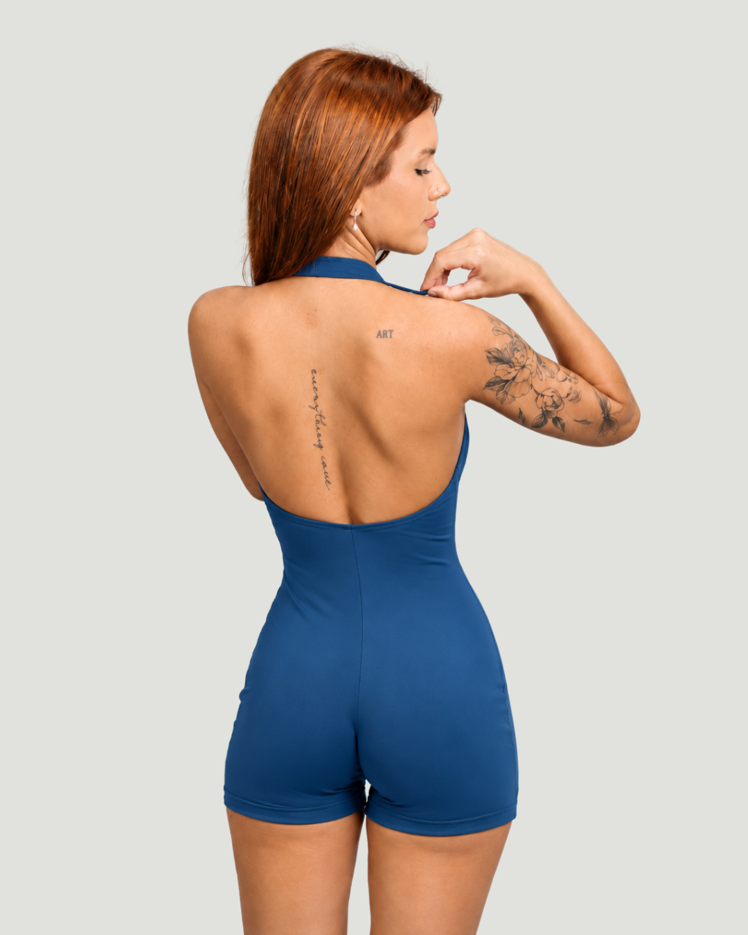 Macacão Fitness Feminino Frente Única Azul