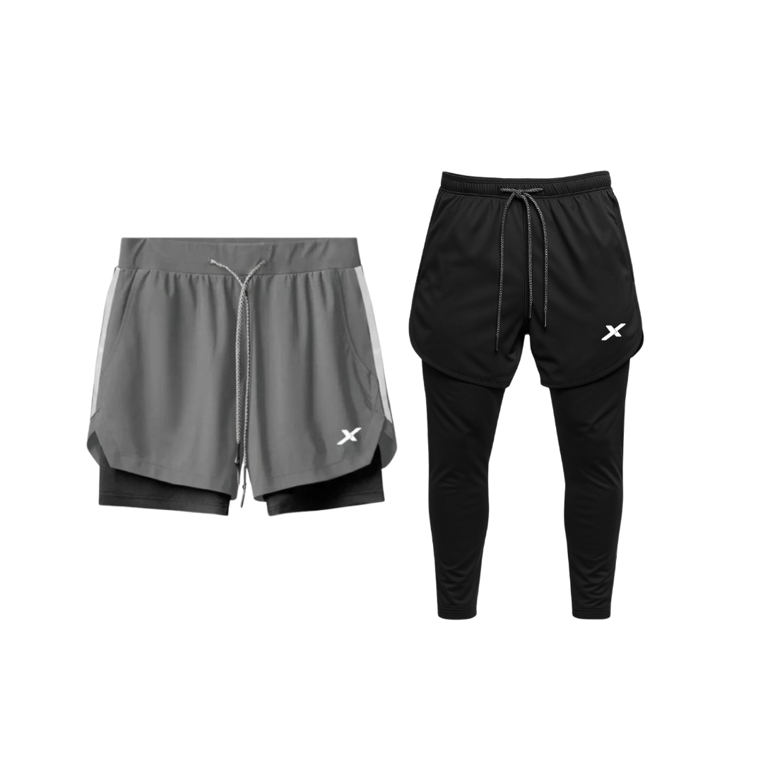 LANÇAMENTO - KIT 1 SHORTS 2 EM 1 DE COMPRESSÃO + 1 CALÇA 2 EM 1 DE COMPRESSÃO