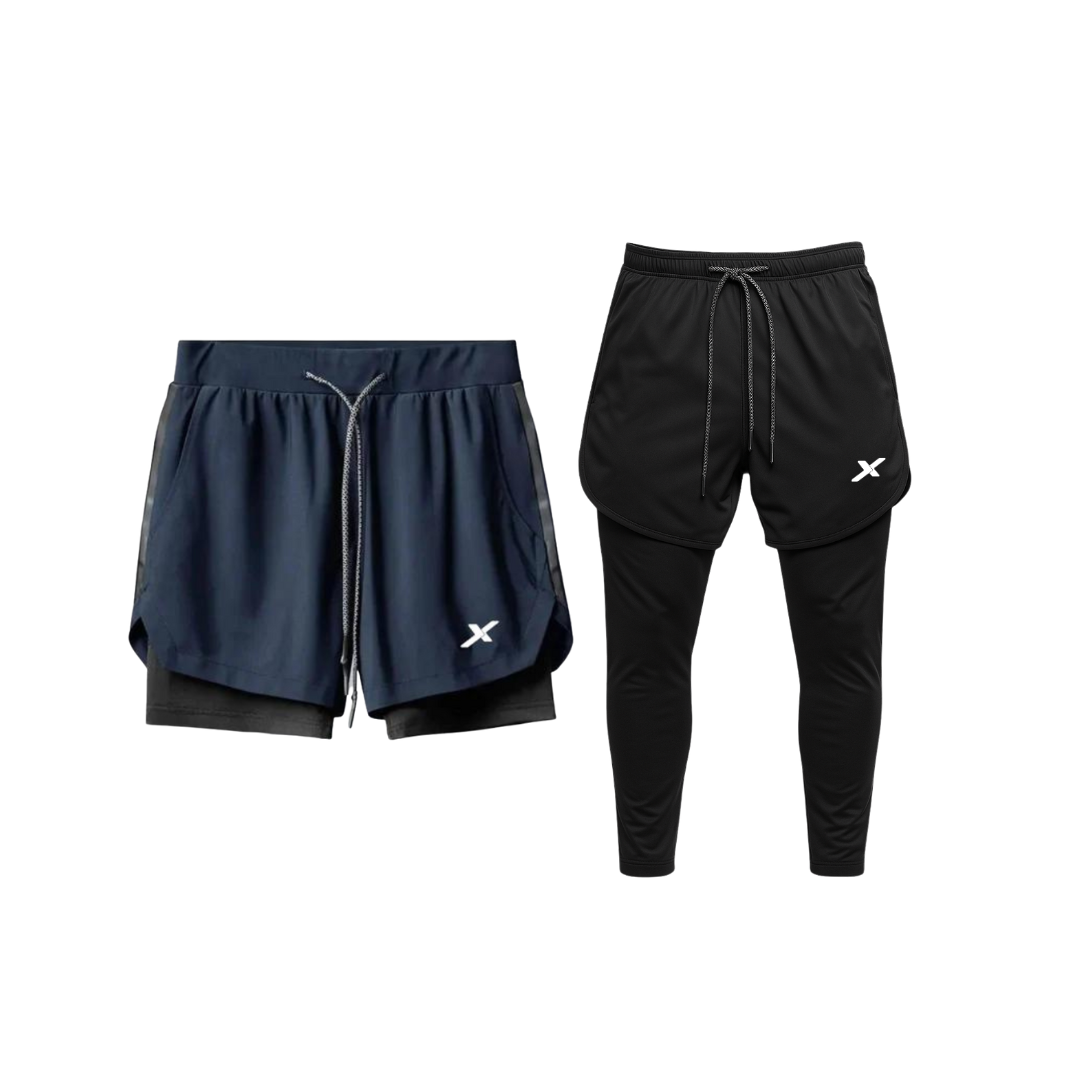 LANÇAMENTO - KIT 1 SHORTS 2 EM 1 DE COMPRESSÃO + 1 CALÇA 2 EM 1 DE COMPRESSÃO