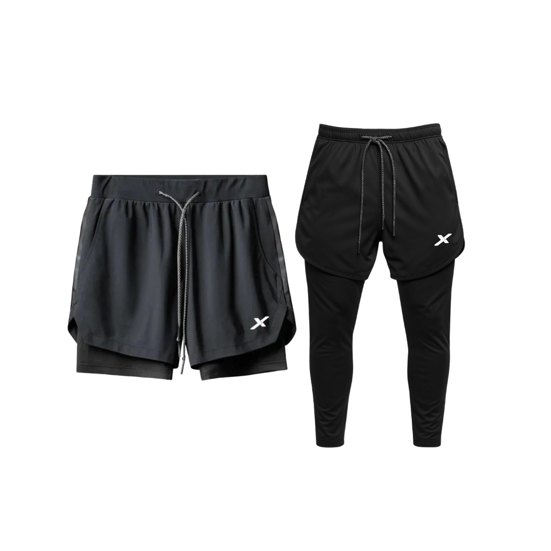 LANÇAMENTO - KIT 1 SHORTS 2 EM 1 DE COMPRESSÃO + 1 CALÇA 2 EM 1 DE COMPRESSÃO