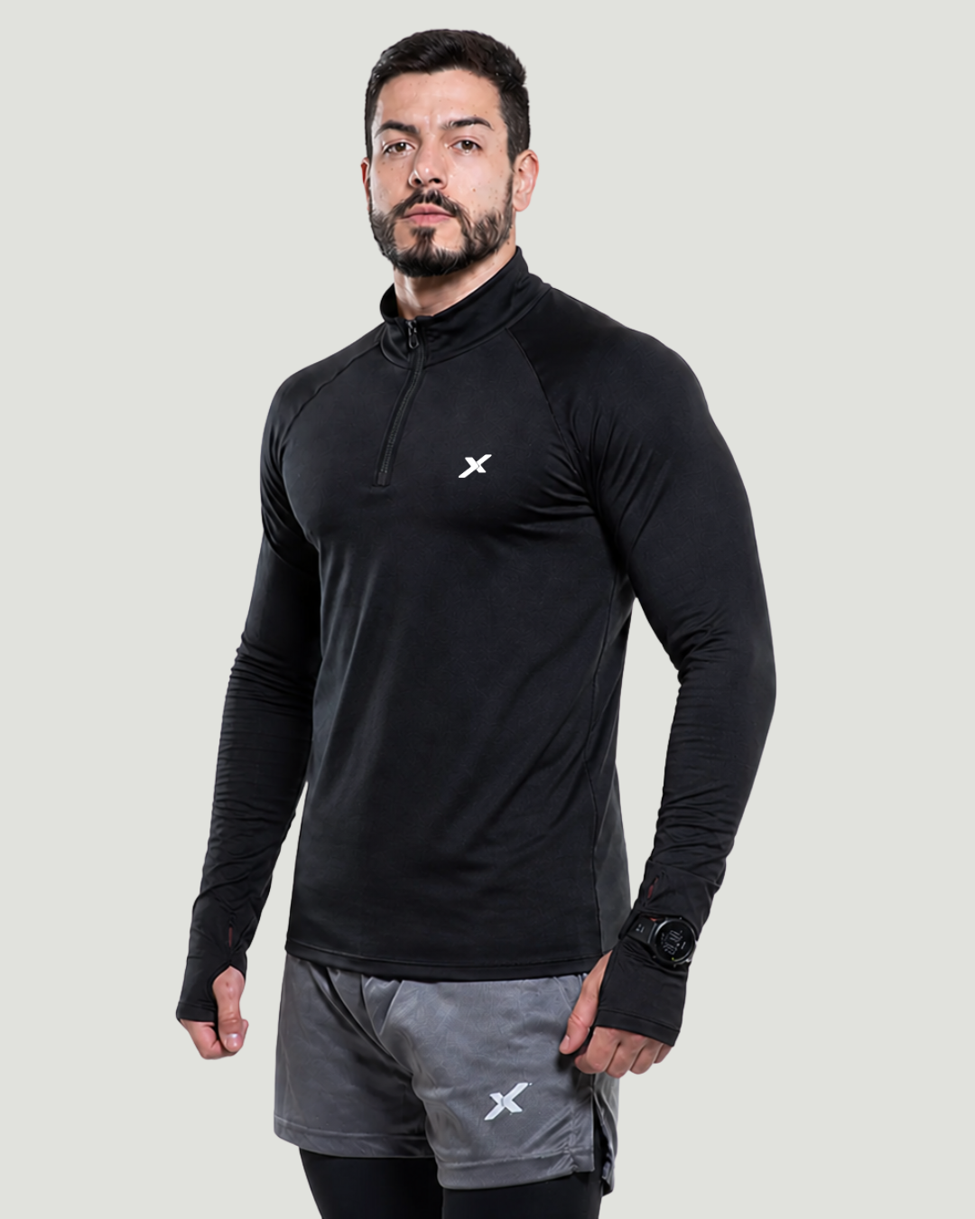 Jaqueta Esportiva Masculina Meio Zíper Com Proteção Uv