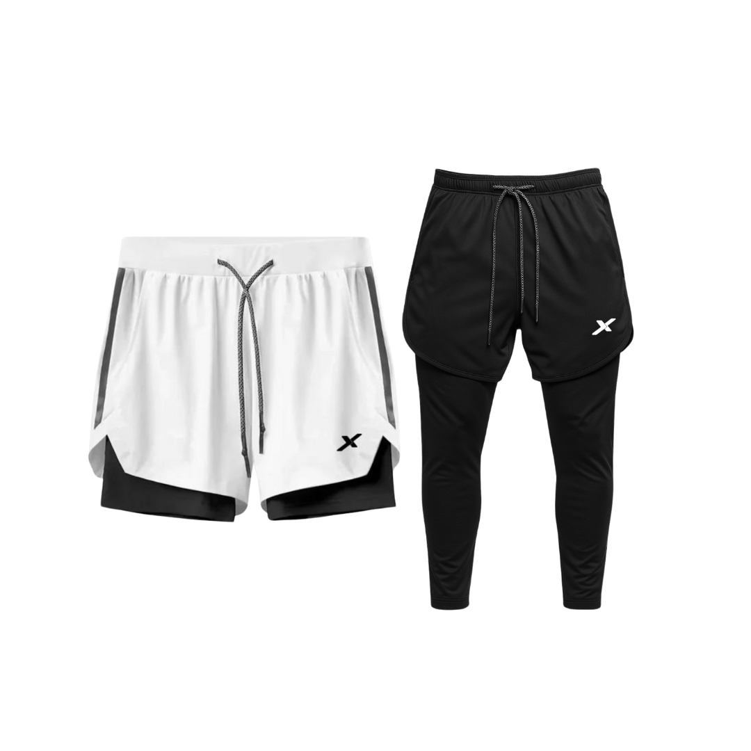 LANÇAMENTO - KIT 1 SHORTS 2 EM 1 DE COMPRESSÃO + 1 CALÇA 2 EM 1 DE COMPRESSÃO