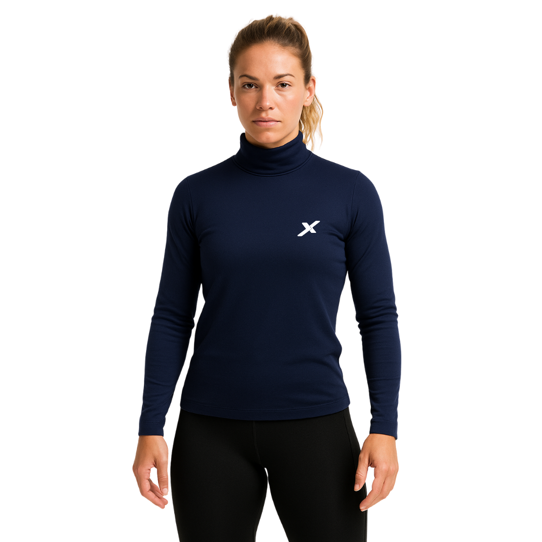 Camiseta Manga Longa Gola Alta - Azul Marinho