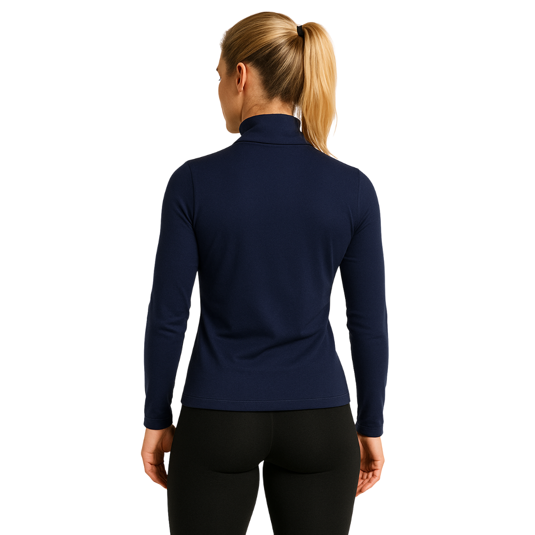 Camiseta Manga Longa Gola Alta - Azul Marinho