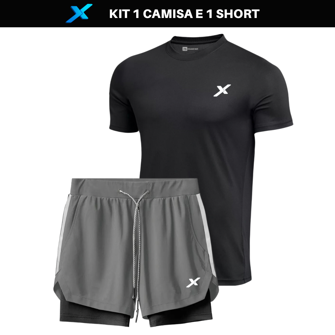 KIT 1 SHORTS DRY-FIT 2 EM 1 NEXT + 1 CAMISA DRY-FIT PREMIUM