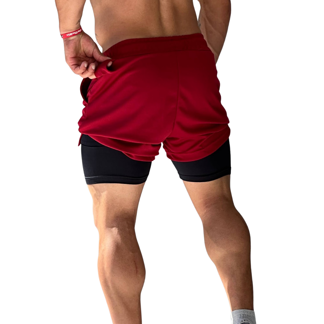 SHORTS DRY-FIT 2 EM 1 DE COMPRESSÃO NEXT - VERMELHO