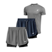 KIT PERFORMANCE NEXT: 2 SHORTS DRY-FIT DE COMPRESSÃO + 1 CAMISA DRY-FIT MODAL TECH