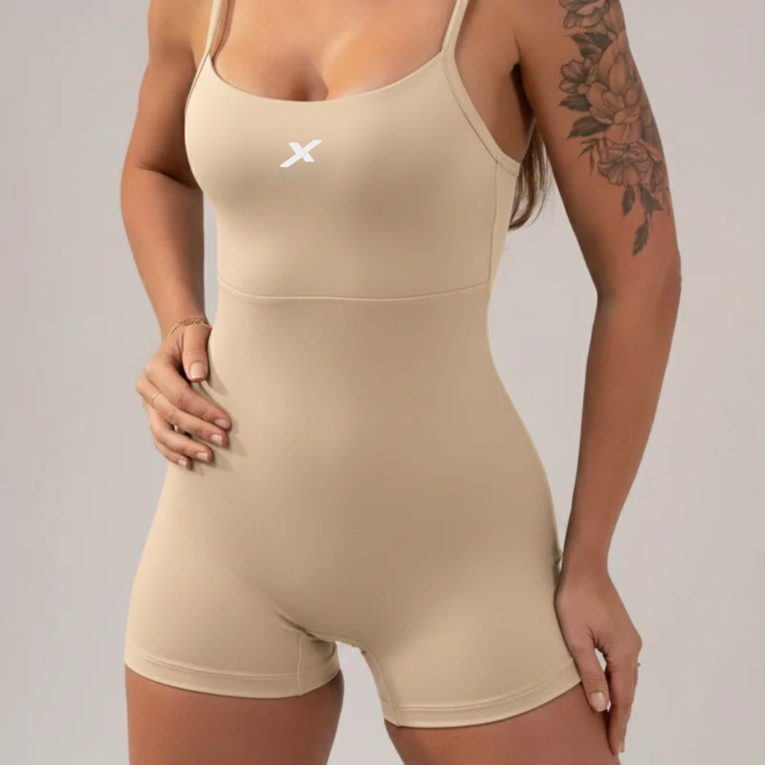 Macaquinho Fitnes Poliamida - Bege