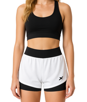 Shorts Feminino 2 em 1 Dryfit Com Dupla Compressão - Branco