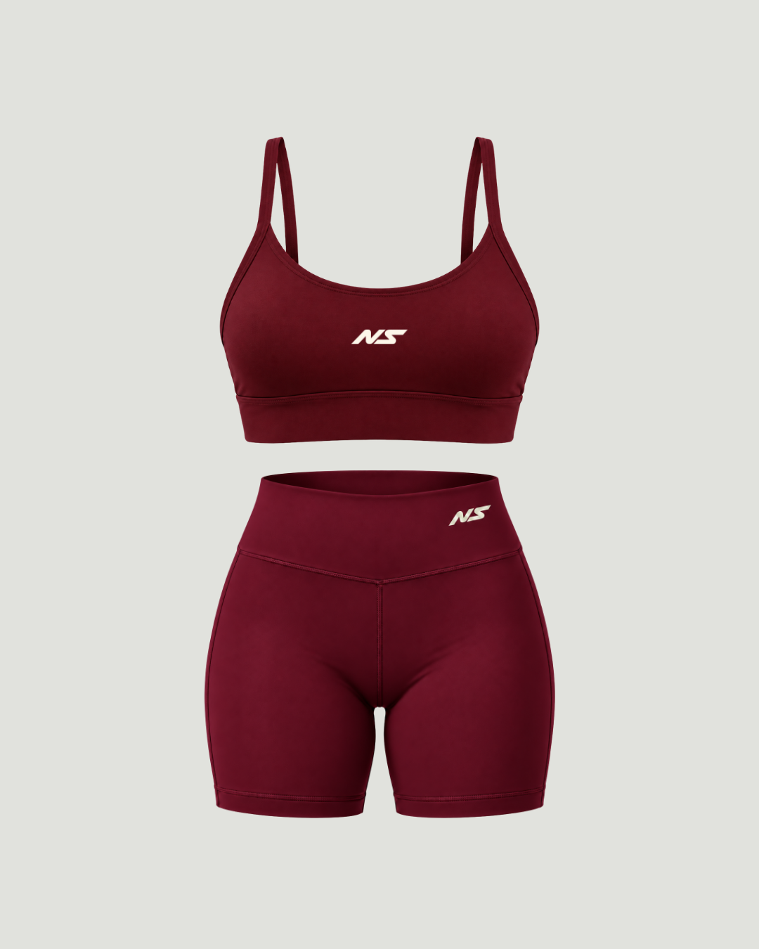 Kit 1 Top Alça Fina + Shorts de Compressão Fitness Vinho