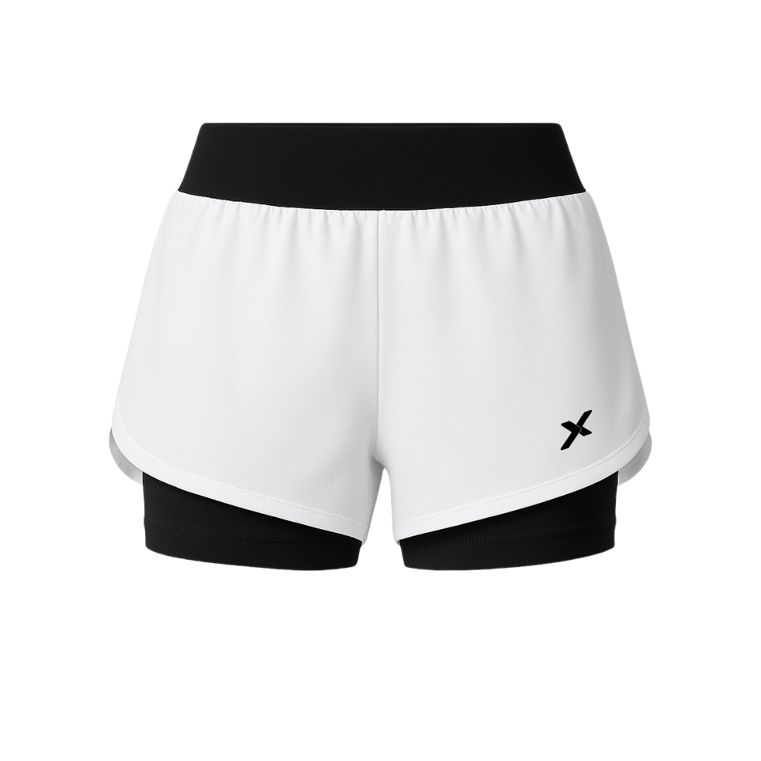 Shorts Feminino 2 em 1 Dryfit Com Dupla Compressão - Branco