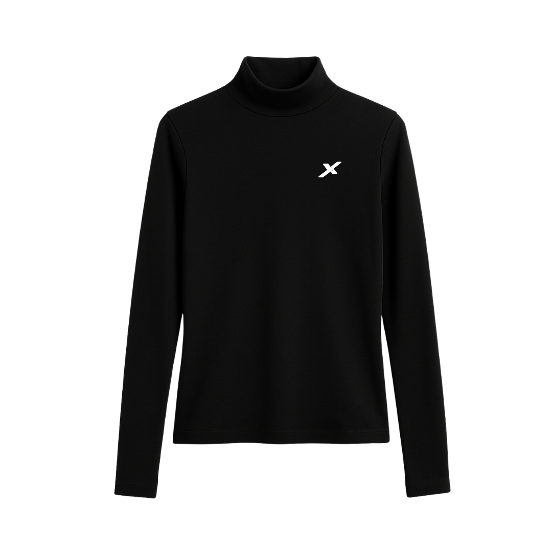 Camiseta Manga Longa Gola Alta - Preto