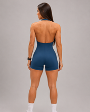 Macacão Fitness Feminino Frente Única Azul