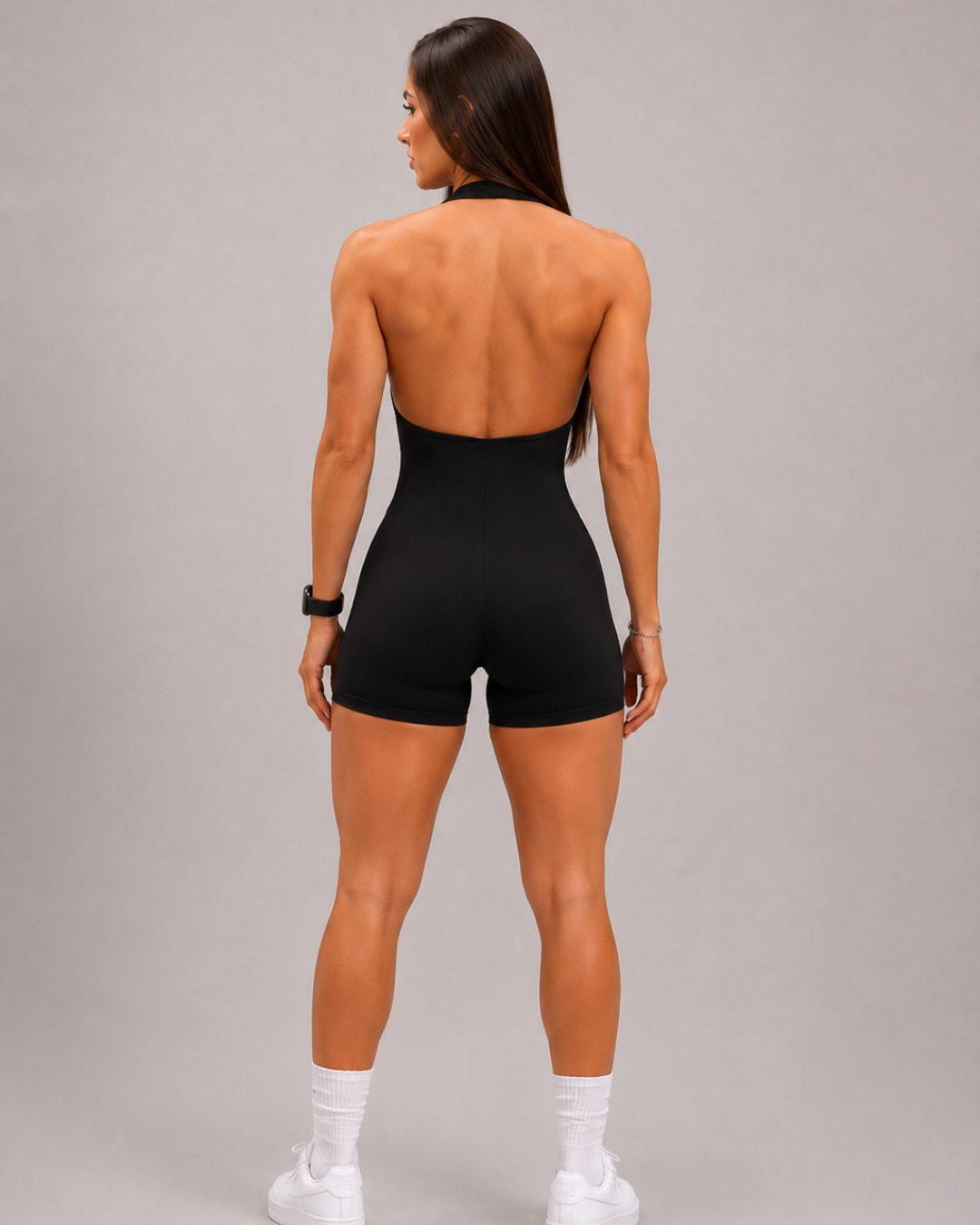 Macacão Fitness Feminino Frente Única Preto