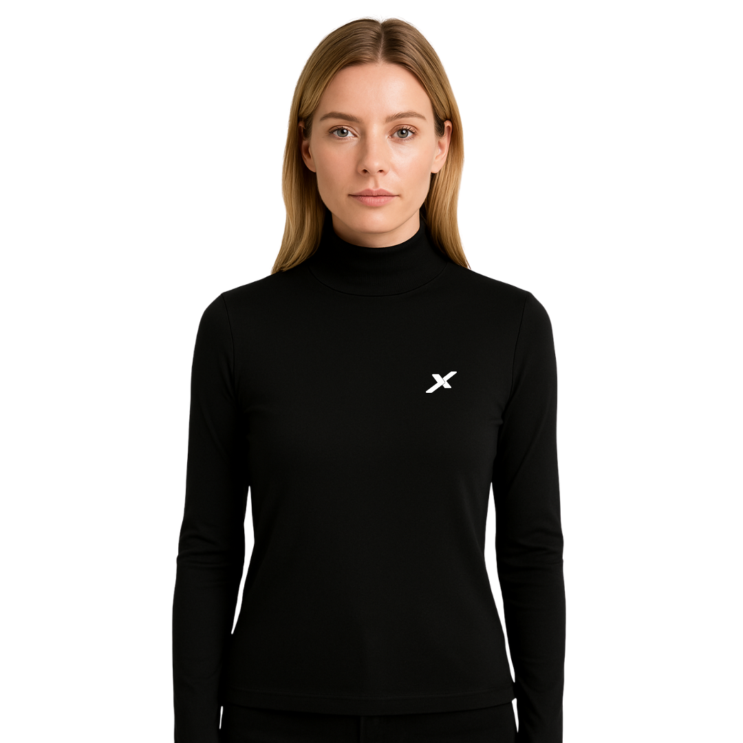 Camiseta Manga Longa Gola Alta - Preto