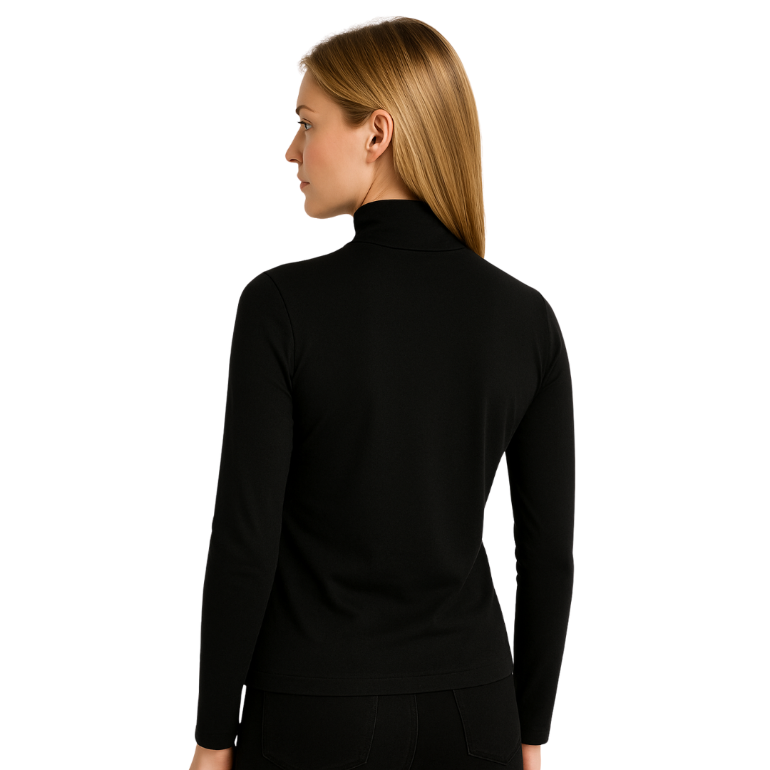 Camiseta Manga Longa Gola Alta - Preto