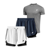 KIT PERFORMANCE NEXT: 2 SHORTS DRY-FIT DE COMPRESSÃO + 1 CAMISA DRY-FIT MODAL TECH