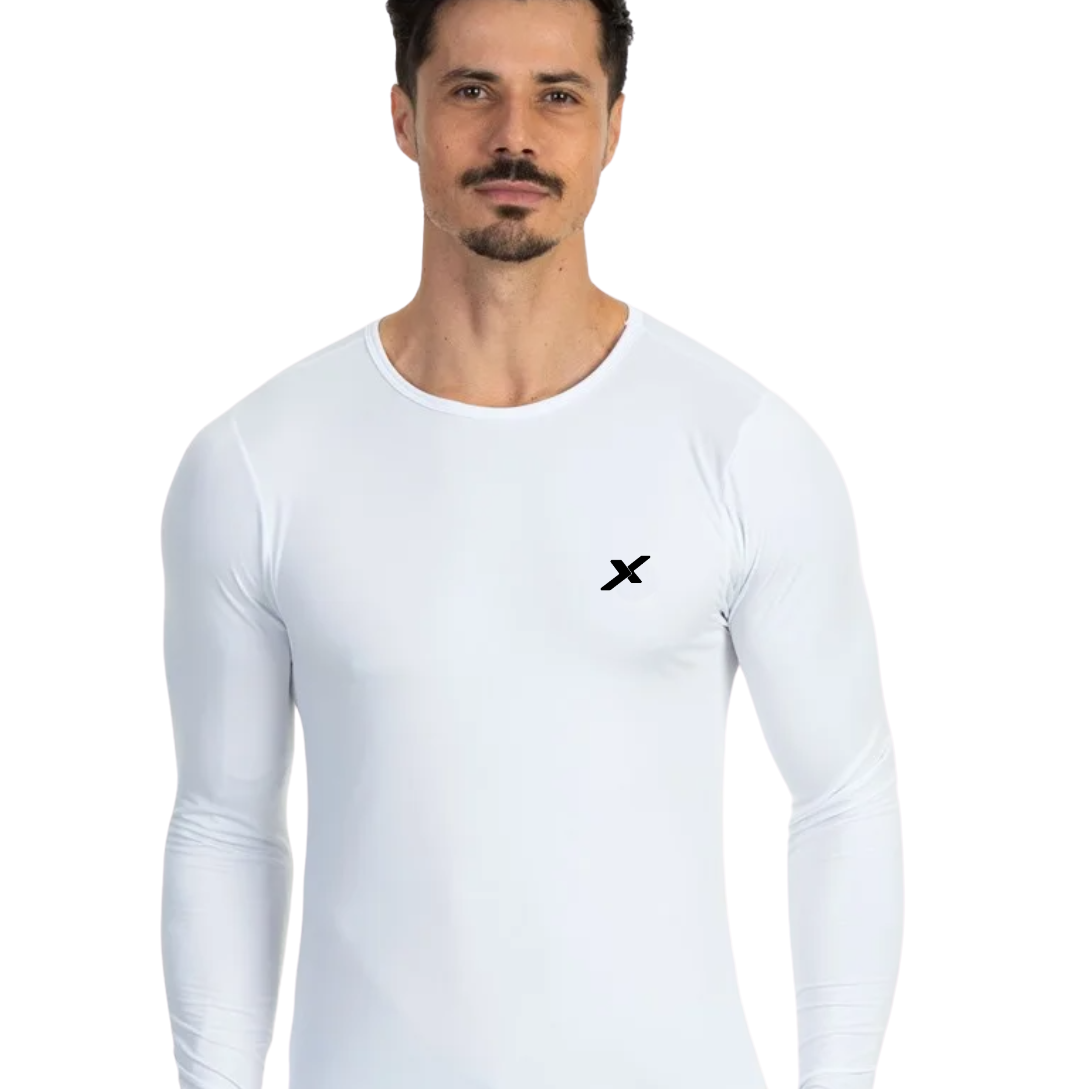 Camiseta Manga Longa Branca Dry Fit - Proteção UV 50+