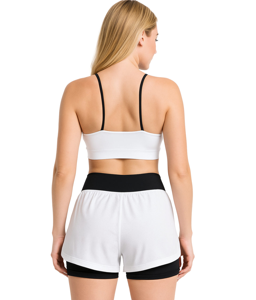 Shorts Feminino 2 em 1 Dryfit Com Dupla Compressão - Branco