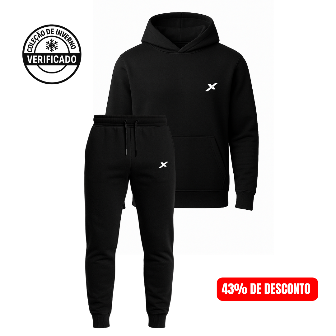 Kit 1 Moletom Canguru com Capuz + 1 Calça de Moletom