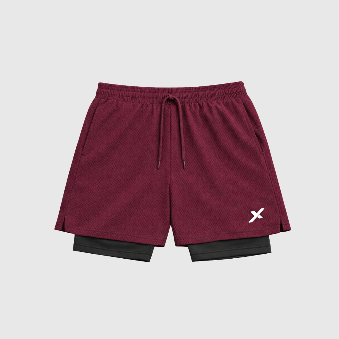 SHORTS DRY-FIT 2 EM 1 DE COMPRESSÃO NEXT - VINHO