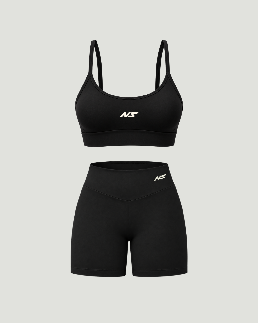 Kit 1 Top Alça Fina + Shorts de Compressão Fitness Preto