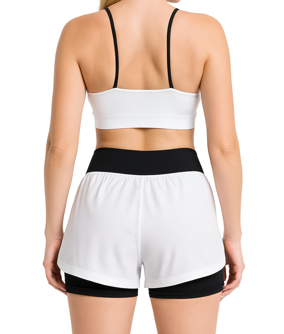 Shorts Feminino 2 em 1 Dryfit Com Dupla Compressão - Branco