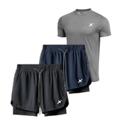 KIT PERFORMANCE NEXT: 2 SHORTS DRY-FIT DE COMPRESSÃO + 1 CAMISA DRY-FIT MODAL TECH