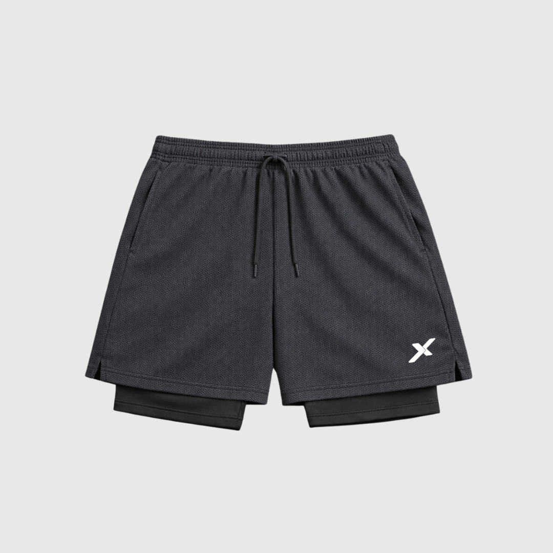 SHORTS DRY-FIT 2 EM 1 DE COMPRESSÃO NEXT - CINZA