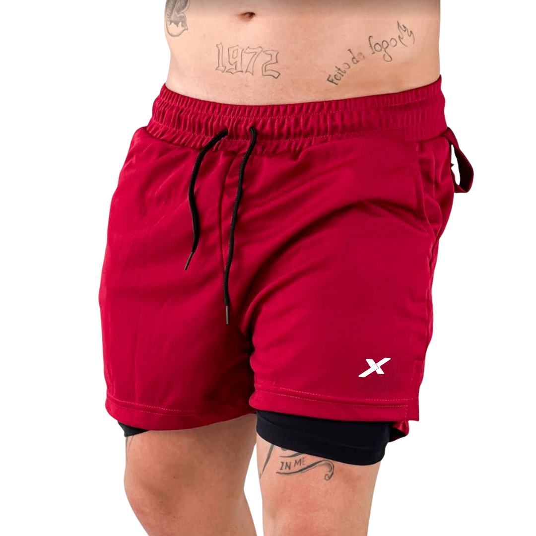 SHORTS DRY-FIT 2 EM 1 DE COMPRESSÃO NEXT - VERMELHO