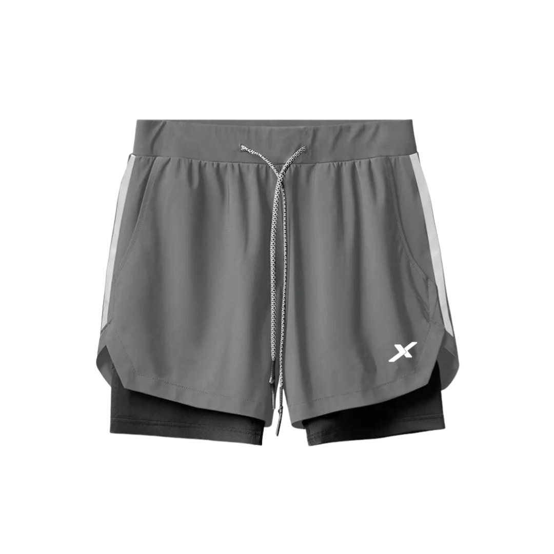 SHORTS DRY-FIT 2 EM 1 DE COMPRESSÃO NEXT - CINZA