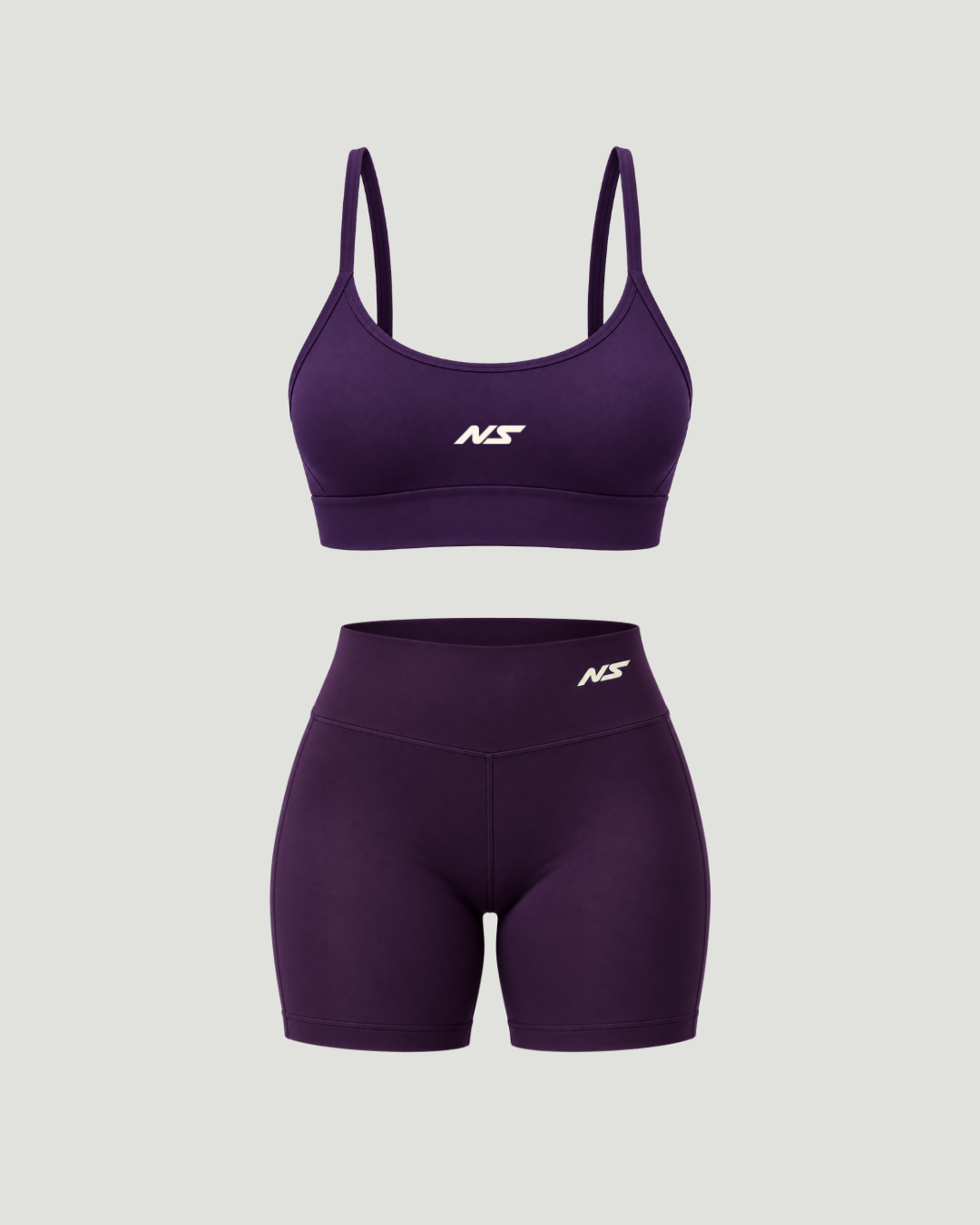 Kit 1 Top Alça Fina + Shorts de Compressão Fitness Roxo