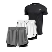 KIT PERFORMANCE NEXT: 2 SHORTS DRY-FIT DE COMPRESSÃO + 1 CAMISA DRY-FIT MODAL TECH