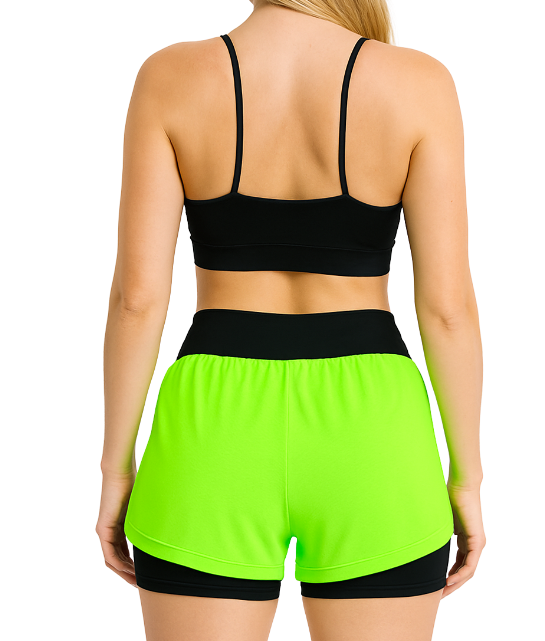 Shorts Feminino 2 em 1 Dryfit Com Dupla Compressão - Verde Limão