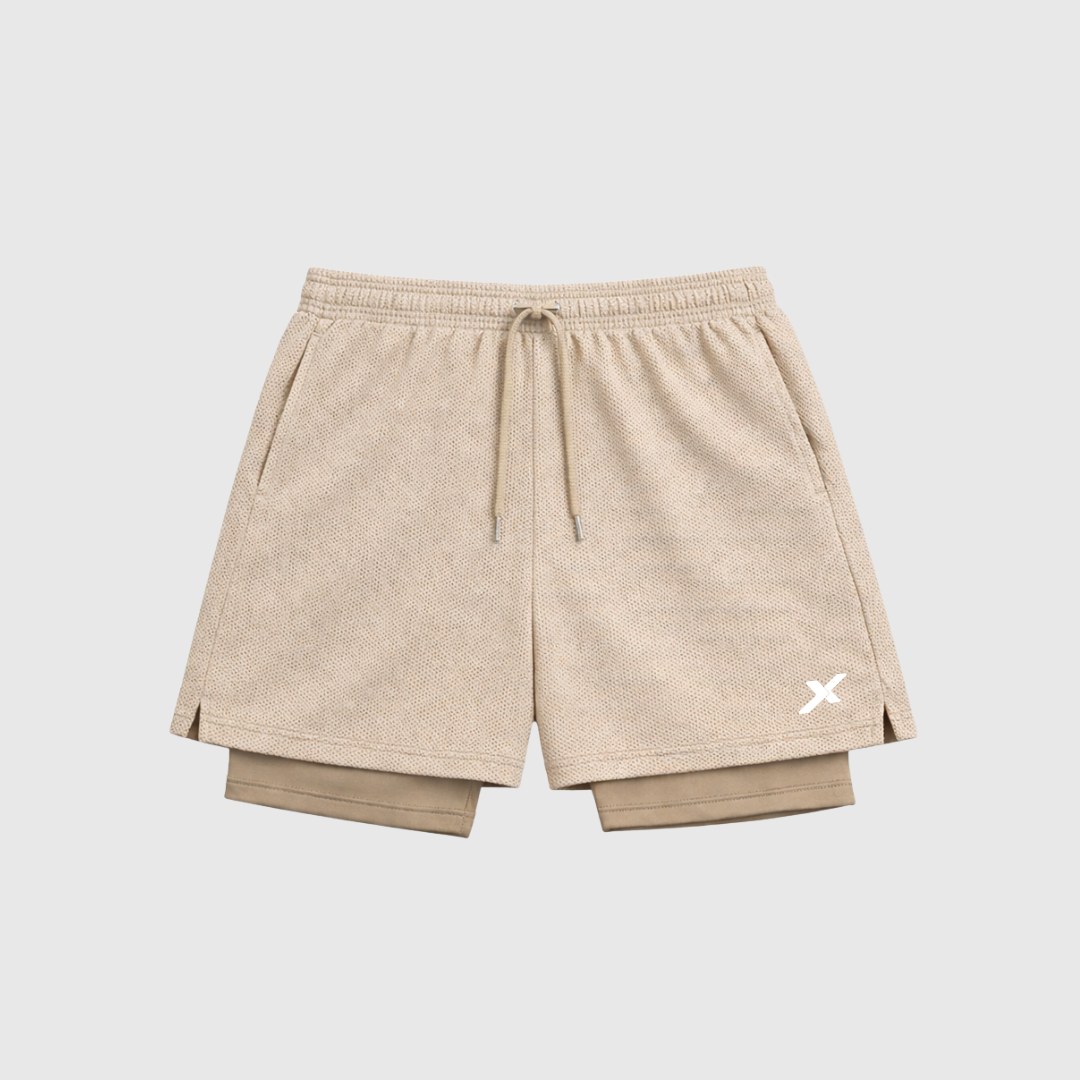 SHORTS DRY-FIT 2 EM 1 DE COMPRESSÃO NEXT - BEGE