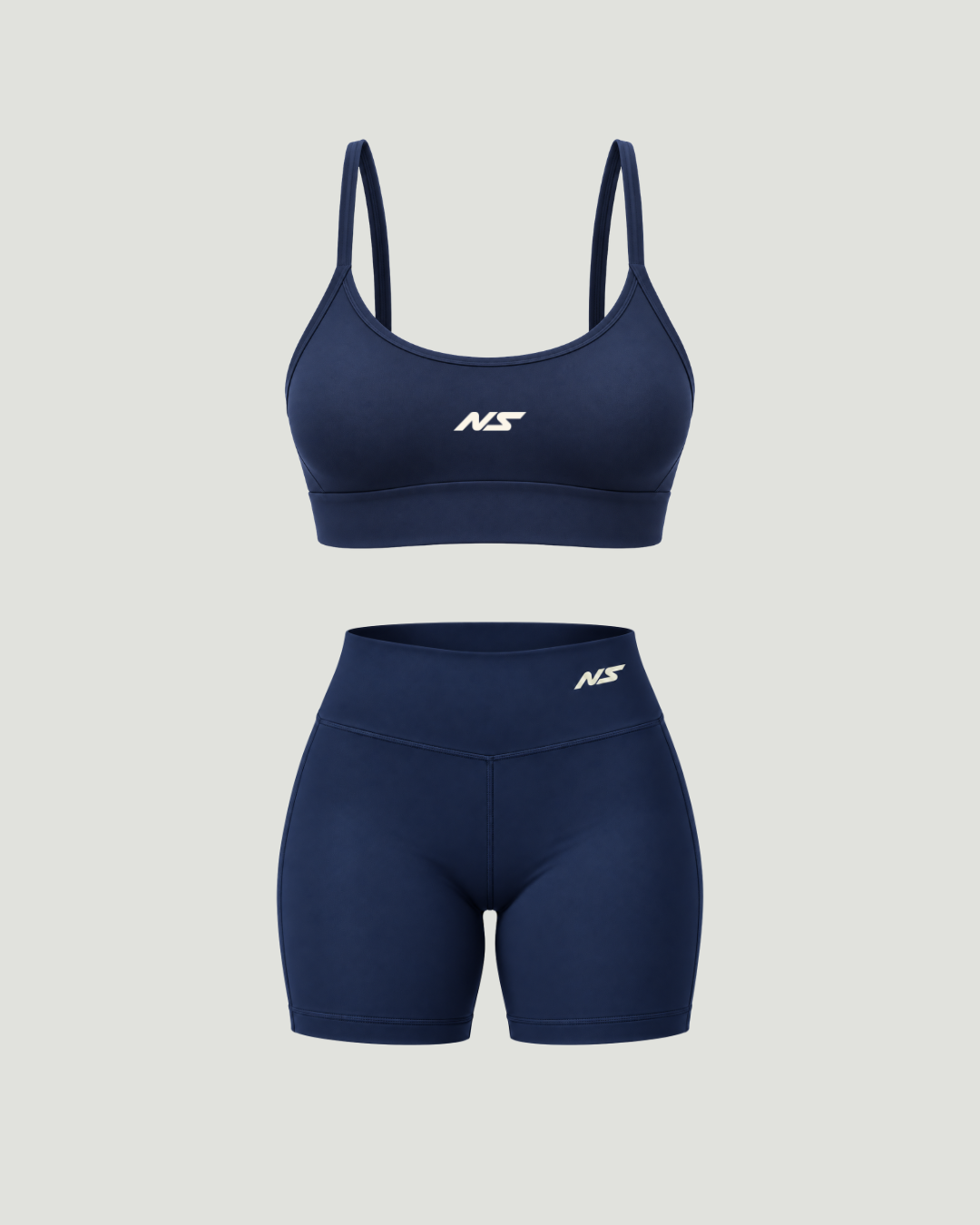 Kit 1 Top Alça Fina + Shorts de Compressão Fitness Azul Marinho