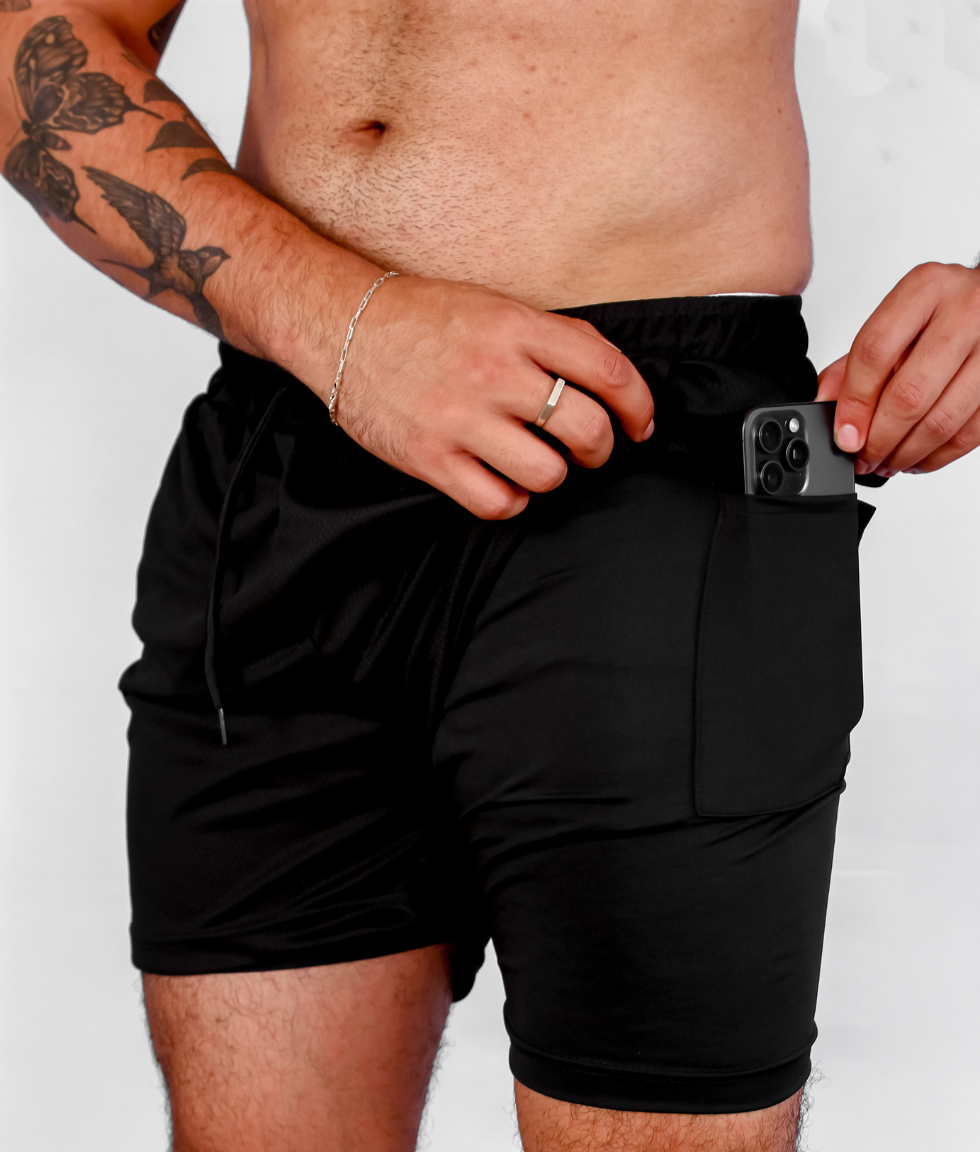 KIT 2 SHORTS DRY-FIT DE COMPRESSÃO 2 EM 1 [PAGUE 01 LEVE 02]