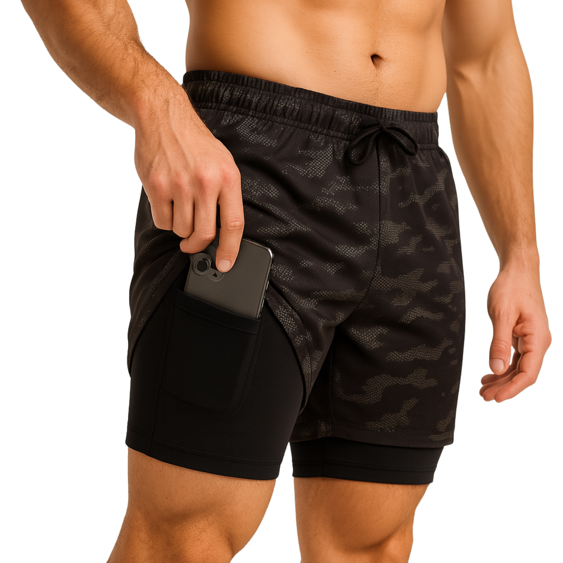 SHORTS DRY-FIT 2 EM 1 DE COMPRESSÃO NEXT - CAMUFLADO